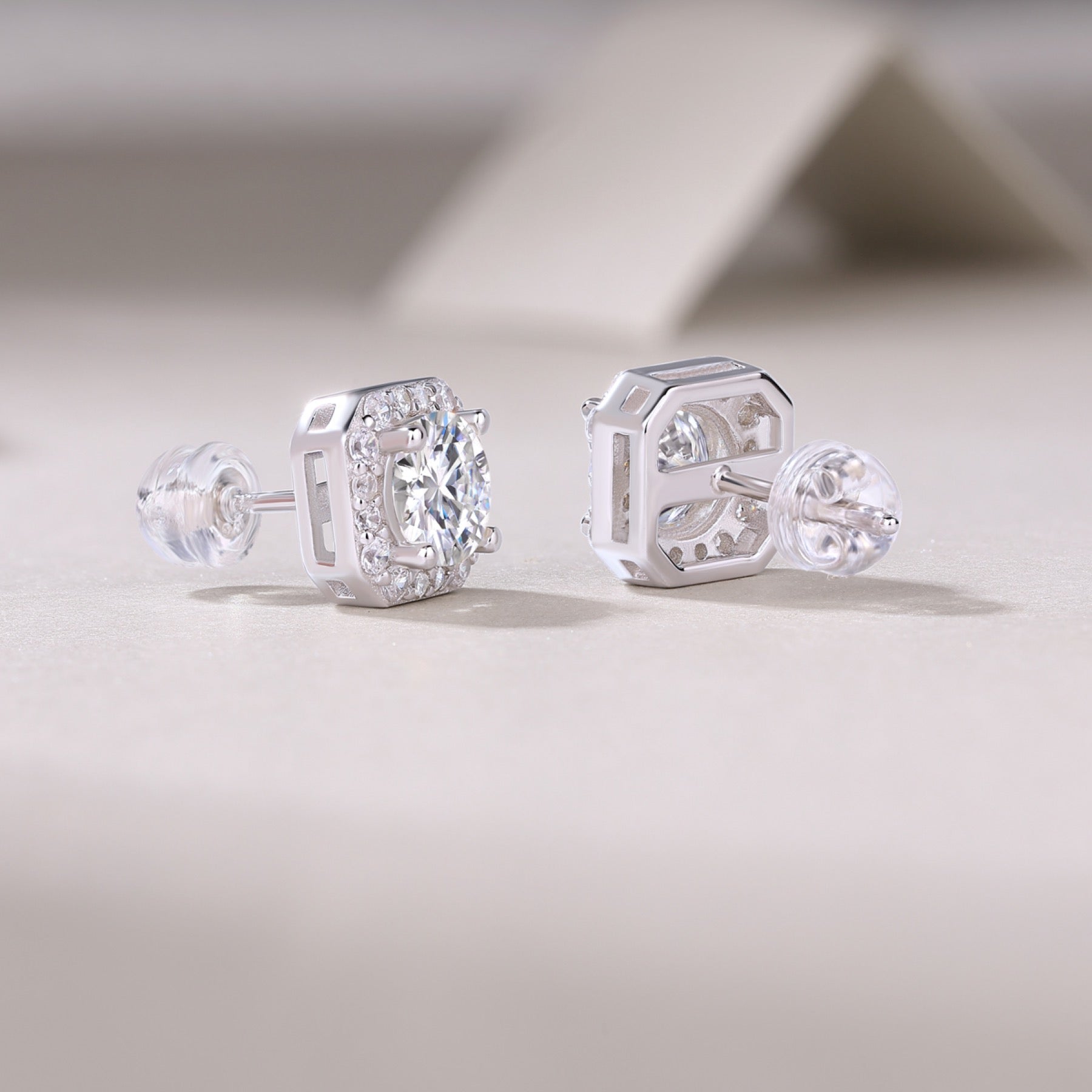 Rosa 1 Carat Moissanite Stud Earrings in Sterling Silver