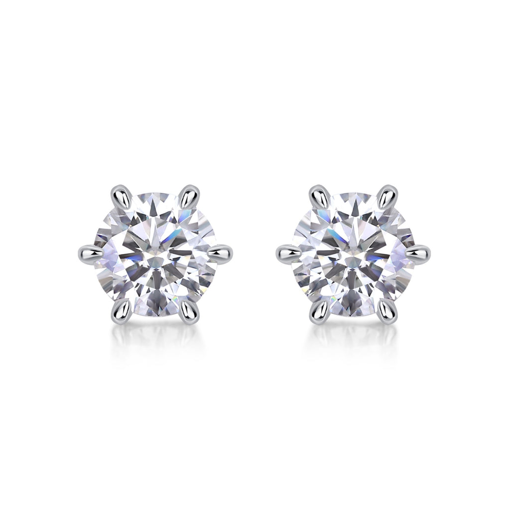 Sentinel 1 Carat Moissanite Stud Earrings in Sterling Silver