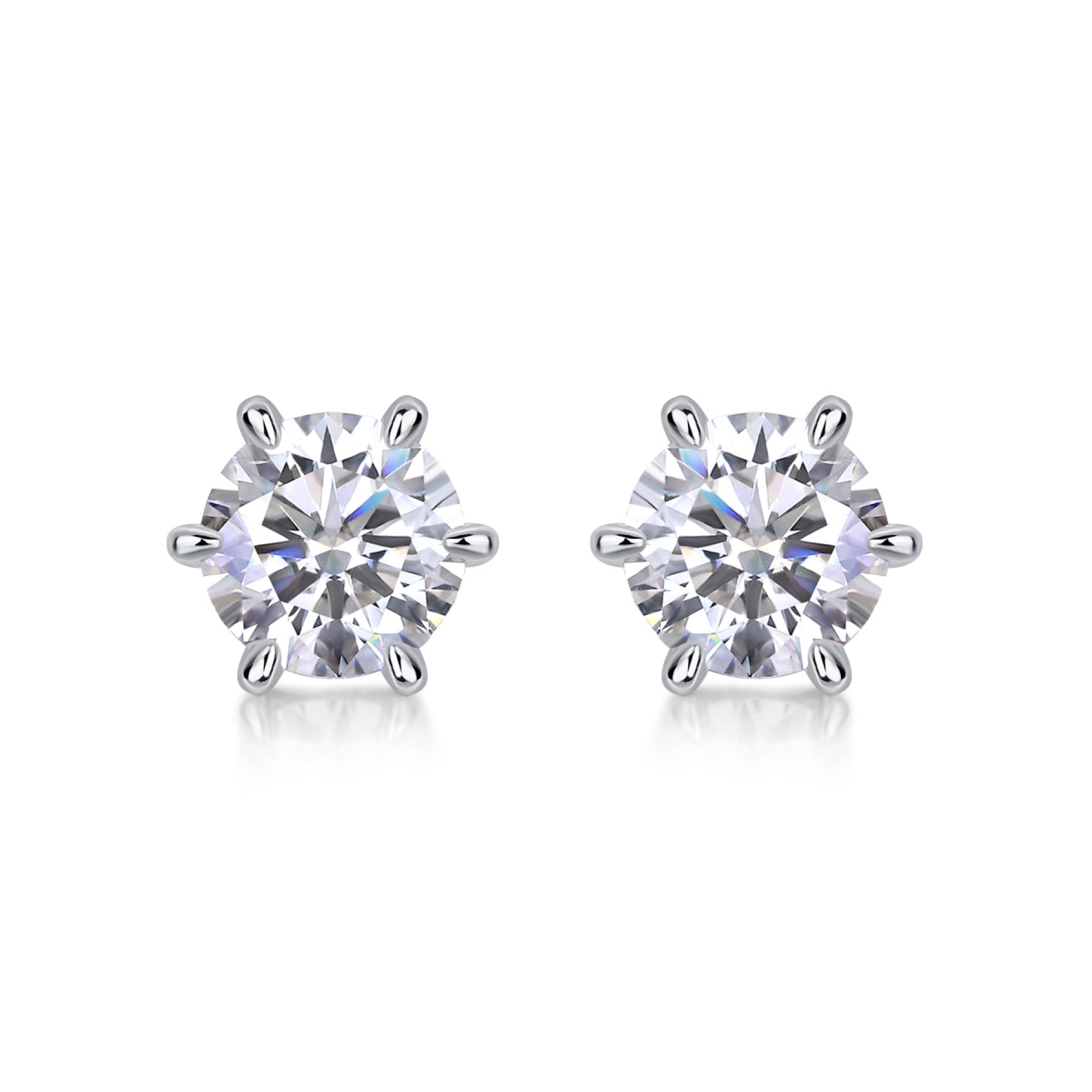 Sentinel 1 Carat Moissanite Stud Earrings in Sterling Silver