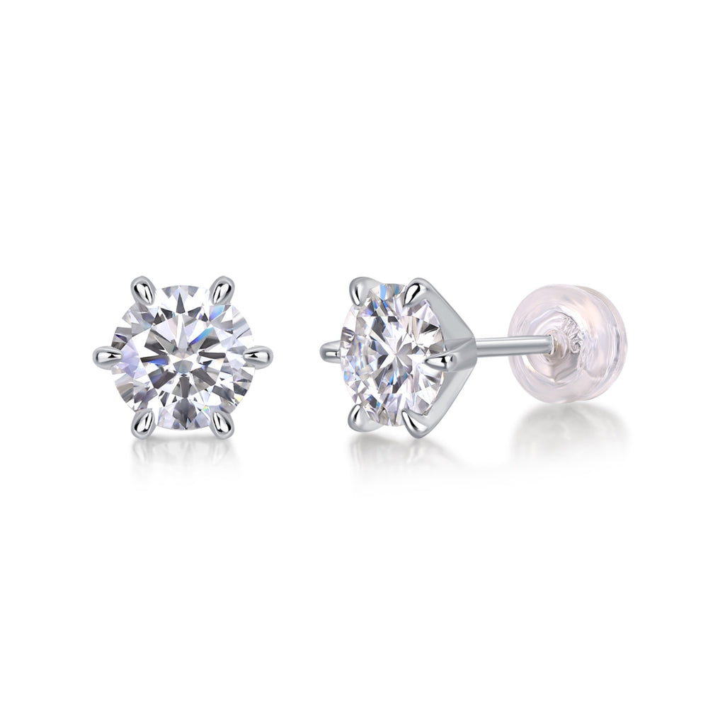 Sentinel 1 Carat Moissanite Stud Earrings in Sterling Silver