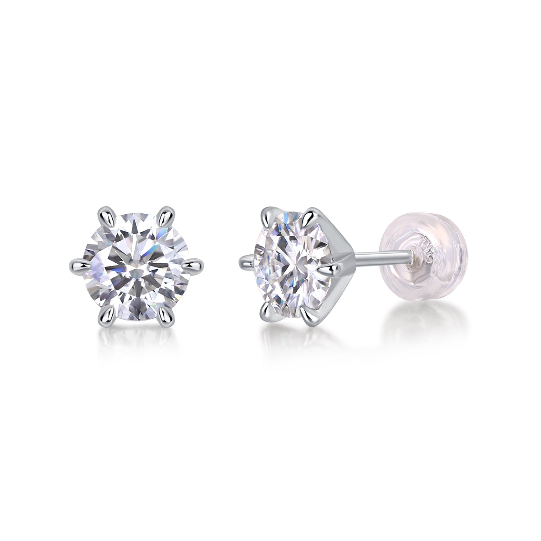 Sentinel 1 Carat Moissanite Stud Earrings in Sterling Silver