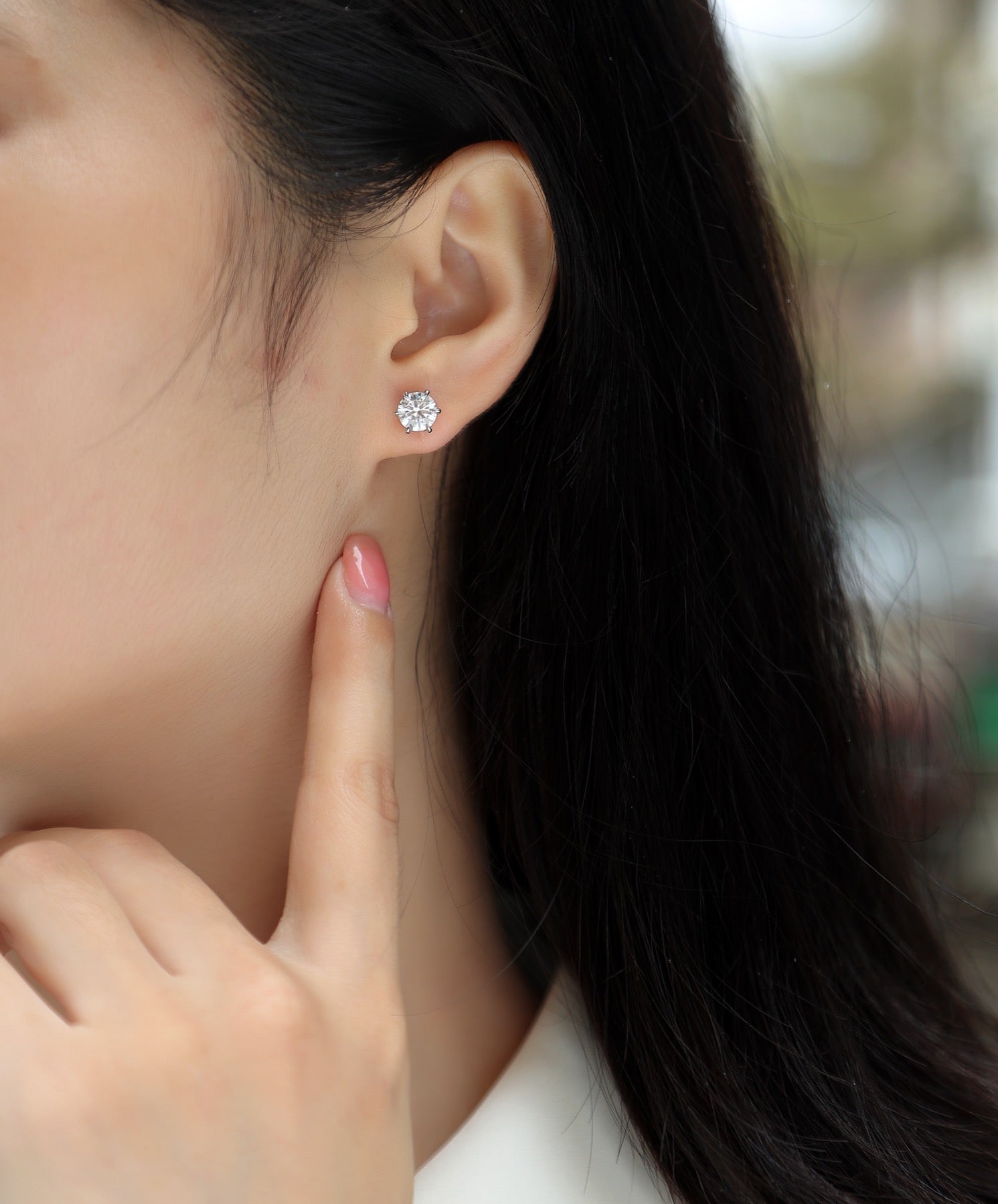 Sentinel 1 Carat Moissanite Stud Earrings in Sterling Silver