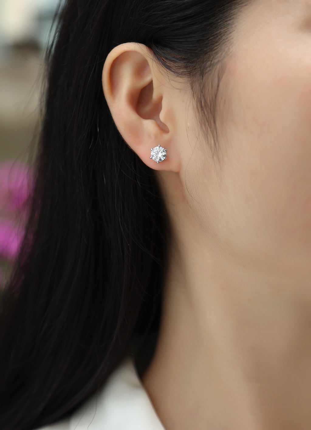 Sentinel 1 Carat Moissanite Stud Earrings in Sterling Silver