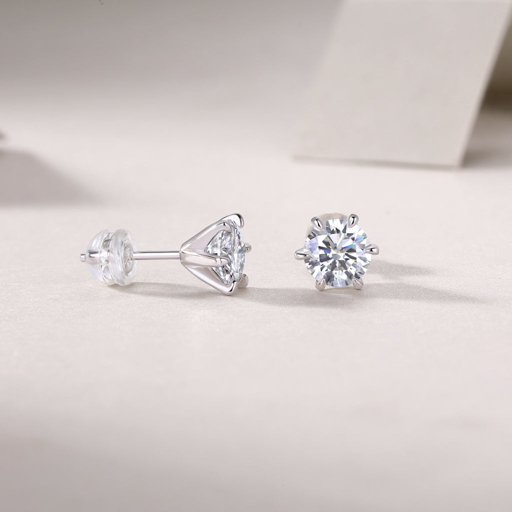 Sentinel 1 Carat Moissanite Stud Earrings in Sterling Silver