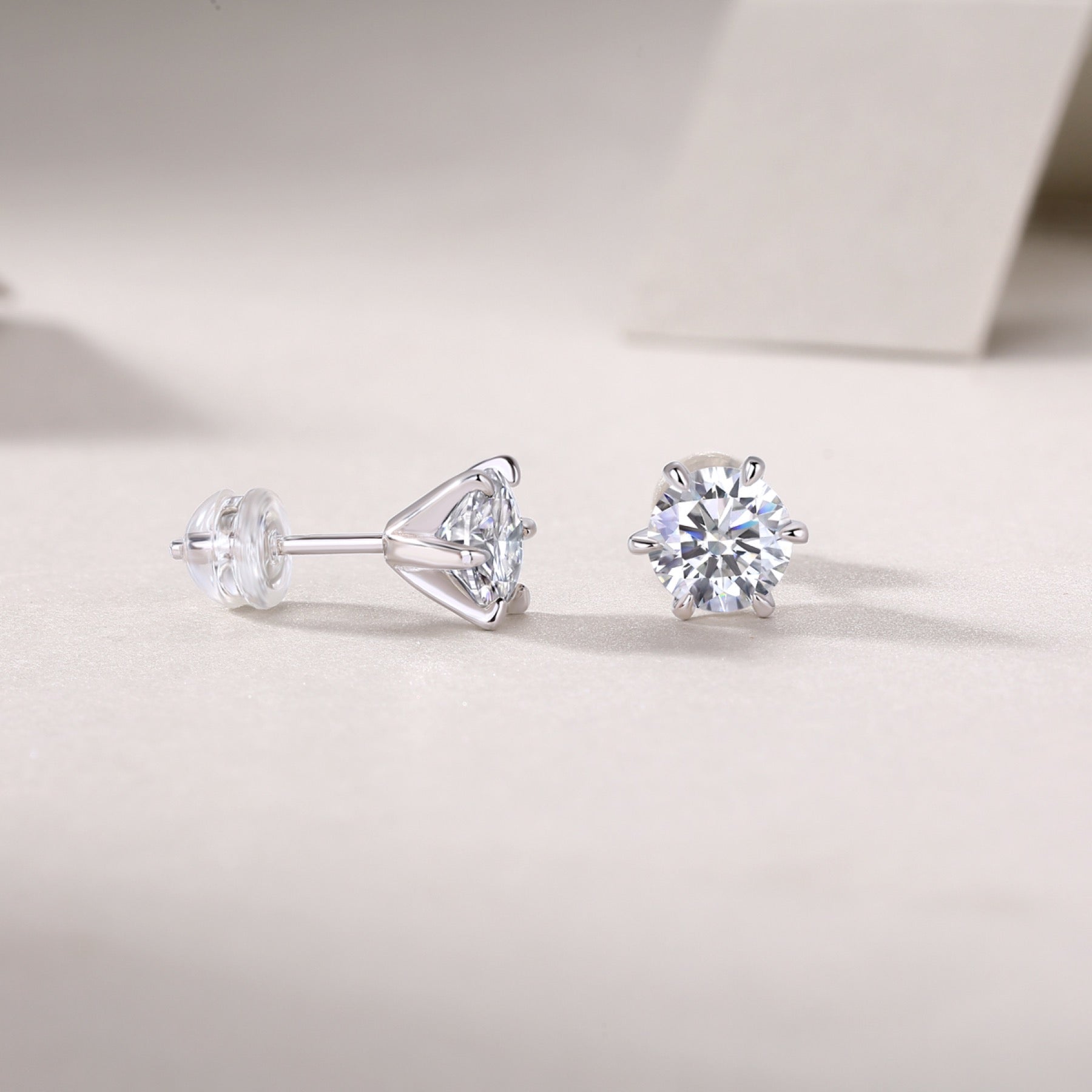 Sentinel 1 Carat Moissanite Stud Earrings in Sterling Silver