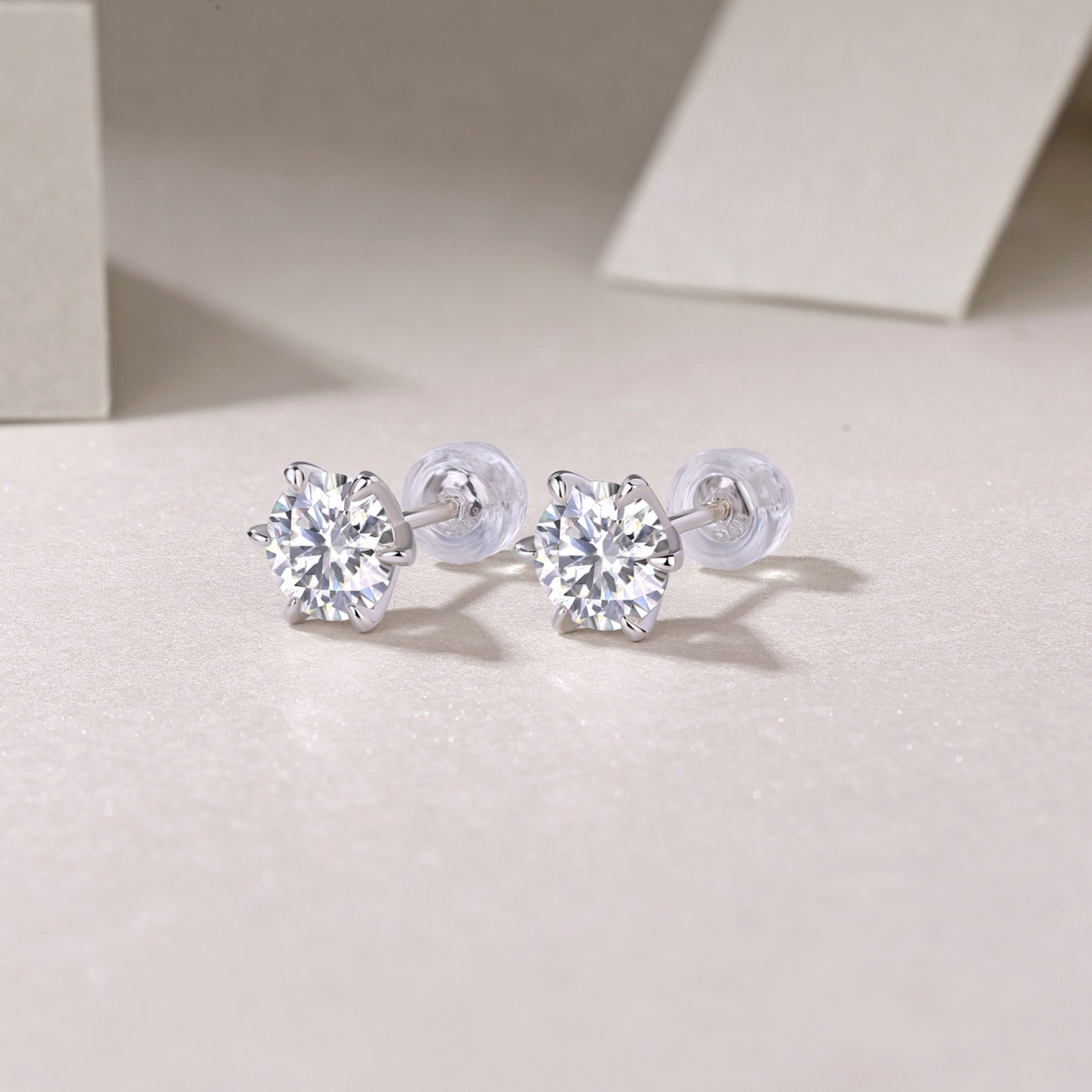 Sentinel 1 Carat Moissanite Stud Earrings in Sterling Silver
