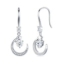 Lunette Moissanite Crescent Drop Earrings in Sterling Silver