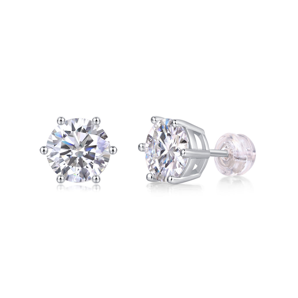 Poise Moissanite Stud Earrings in Sterling Silver