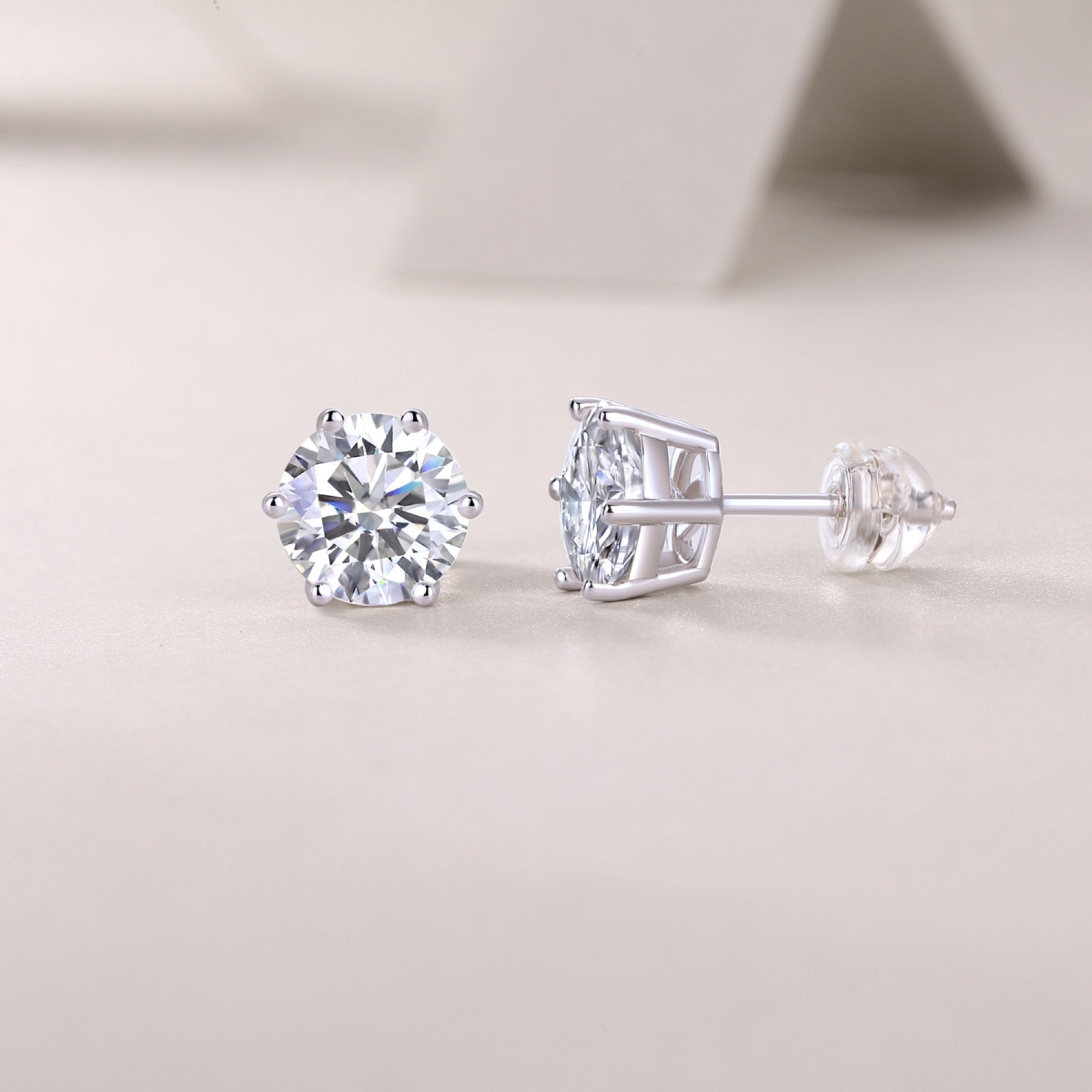 Poise Moissanite Stud Earrings in Sterling Silver
