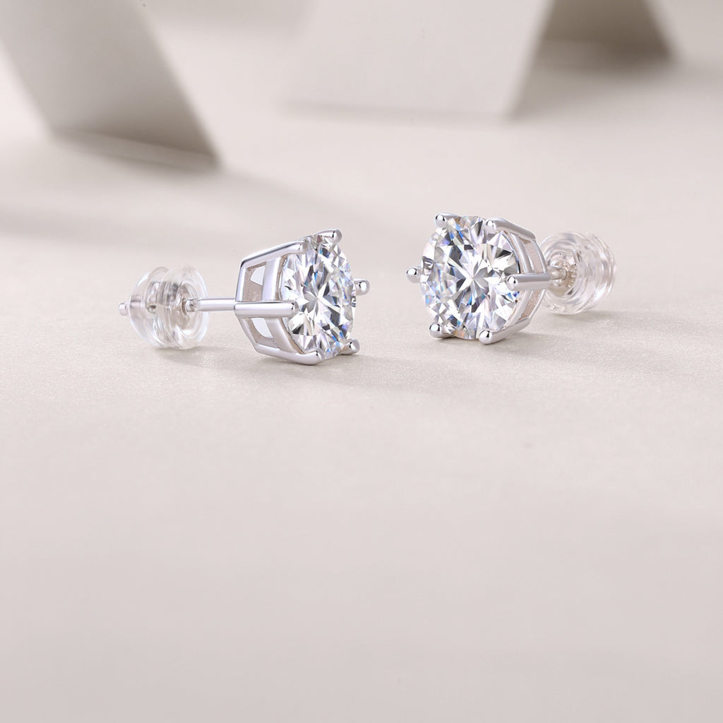 Poise Moissanite Stud Earrings in Sterling Silver