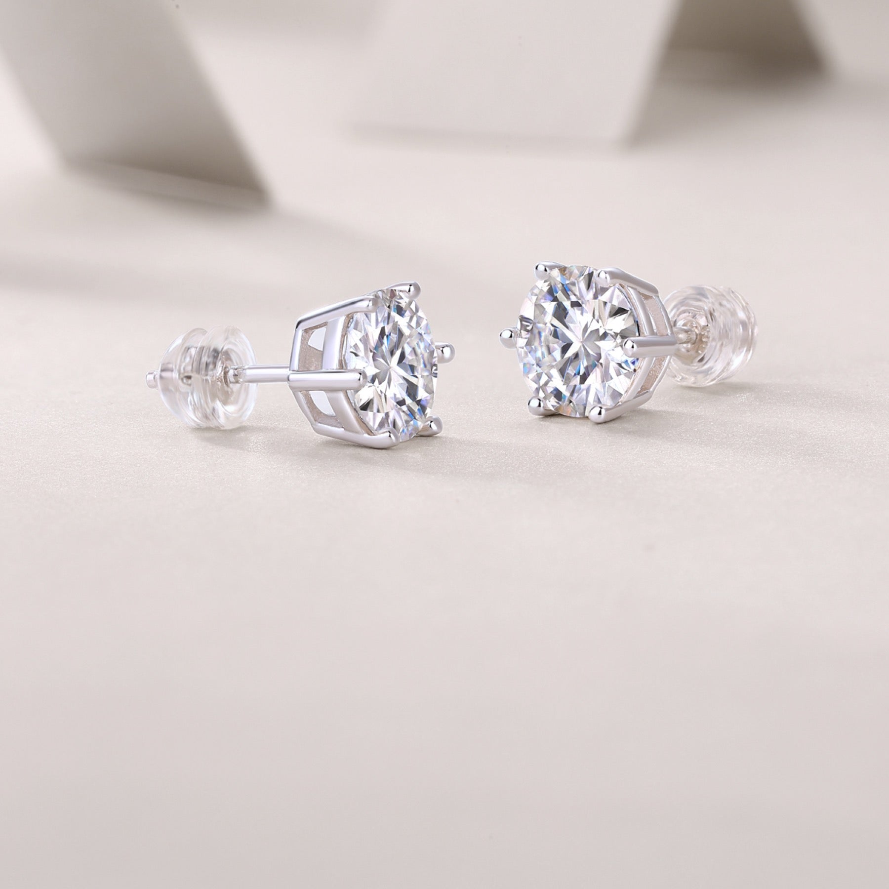 Poise Moissanite Stud Earrings in Sterling Silver