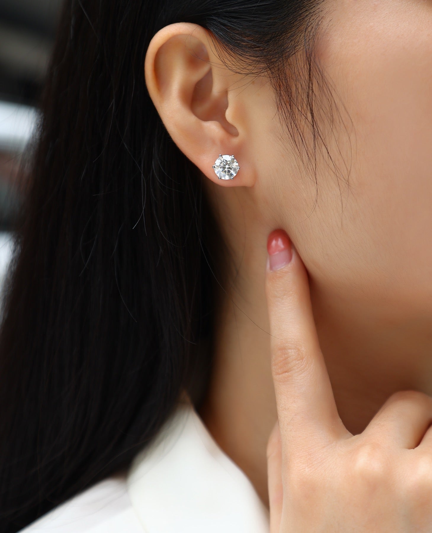 Poise Moissanite Stud Earrings in Sterling Silver