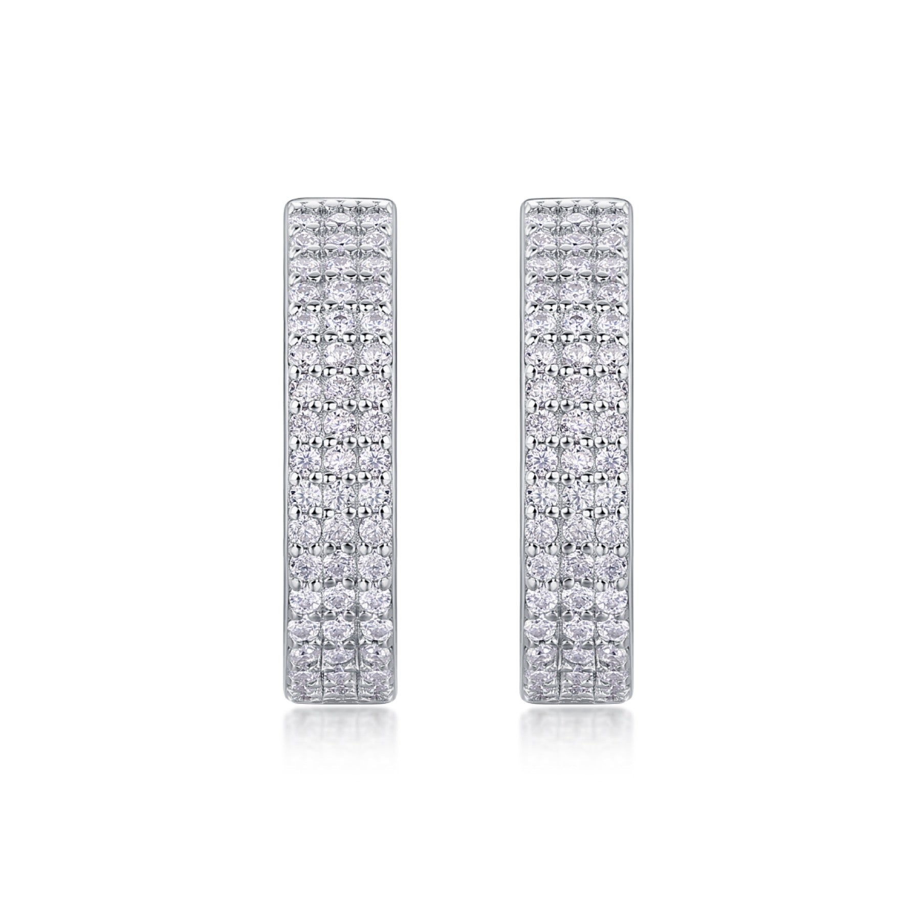 Twinrow Moissanite Huggie Hoop Earrings in Sterling Silver