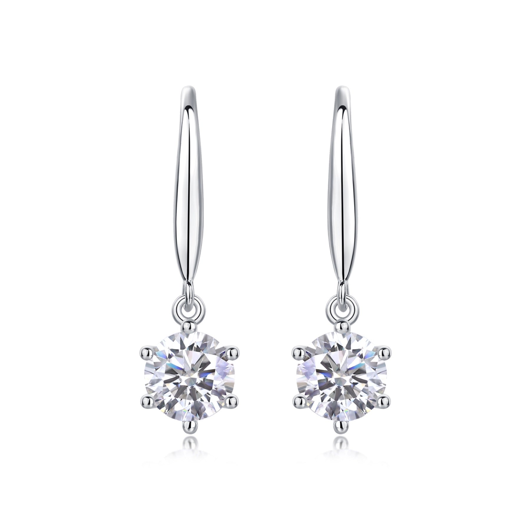 Pendine 1 Carat Moissanite Solitaire Drop Earrings in Sterling Silver