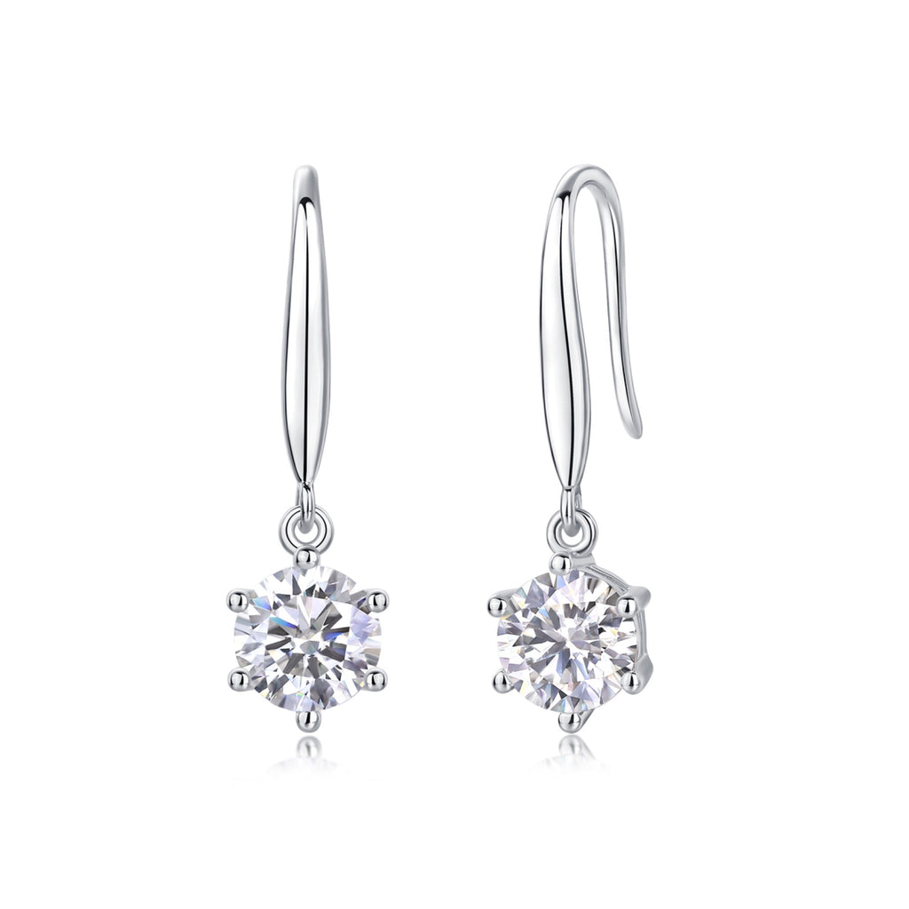 Pendine 1 Carat Moissanite Solitaire Drop Earrings in Sterling Silver