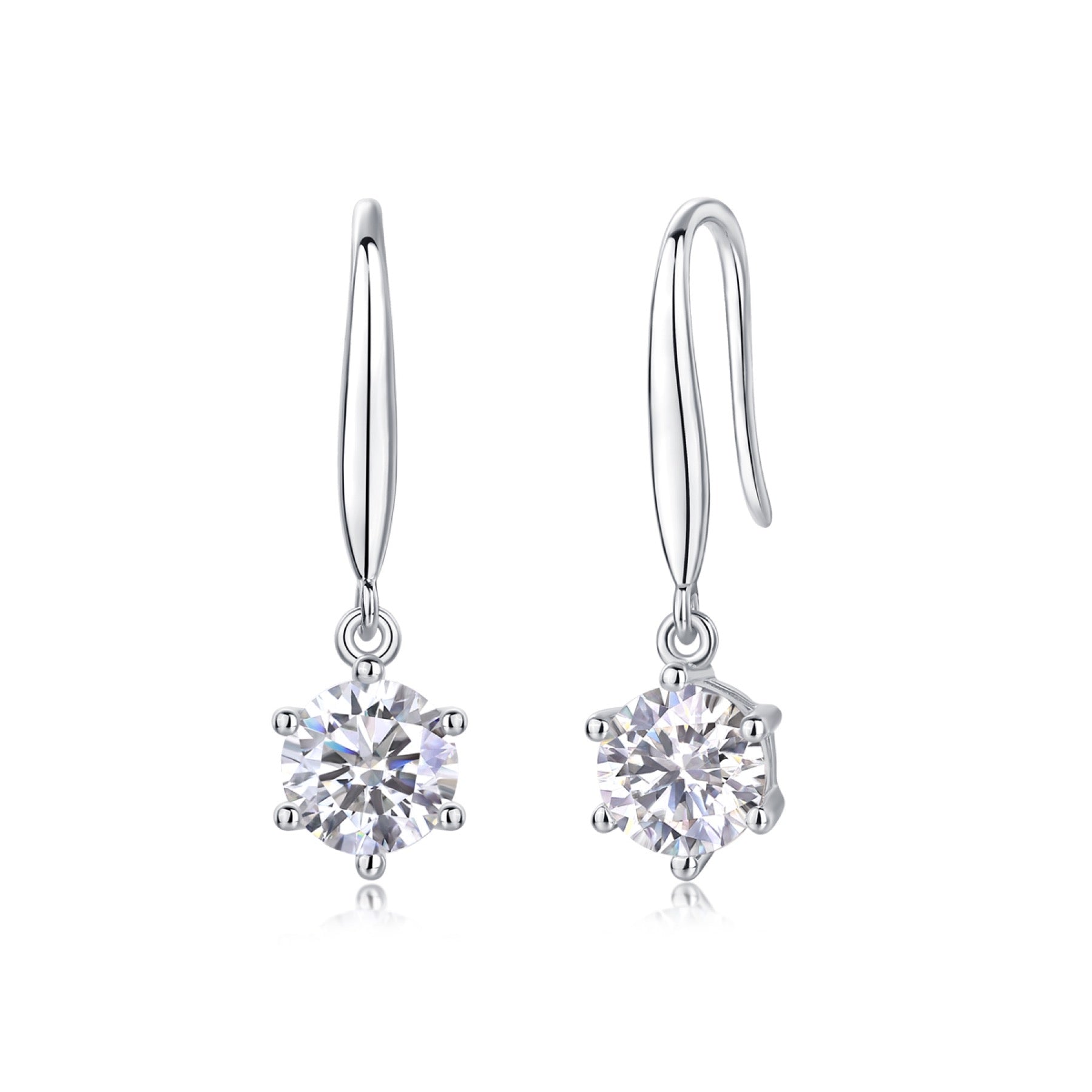 Pendine 1 Carat Moissanite Solitaire Drop Earrings in Sterling Silver