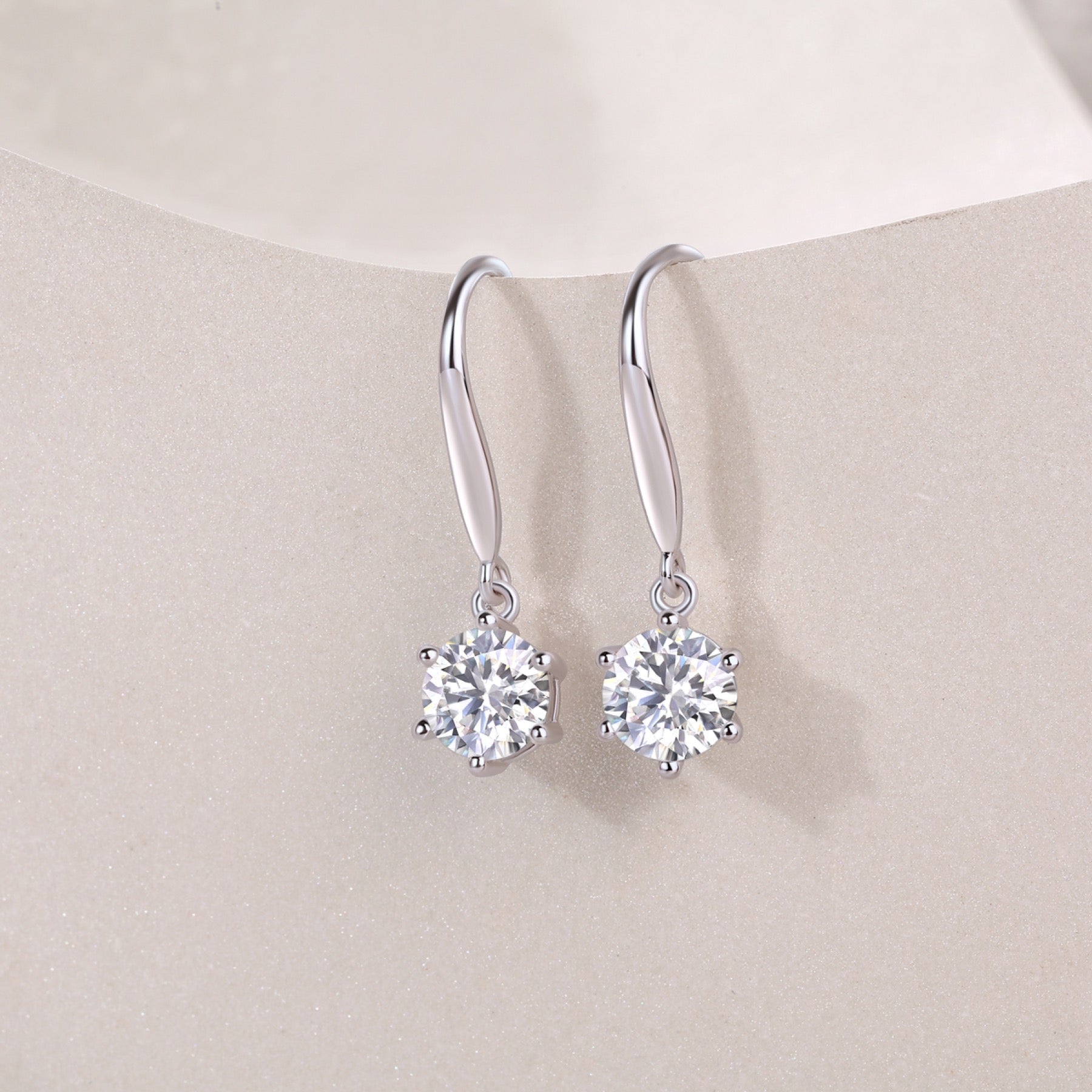 Pendine 1 Carat Moissanite Solitaire Drop Earrings in Sterling Silver
