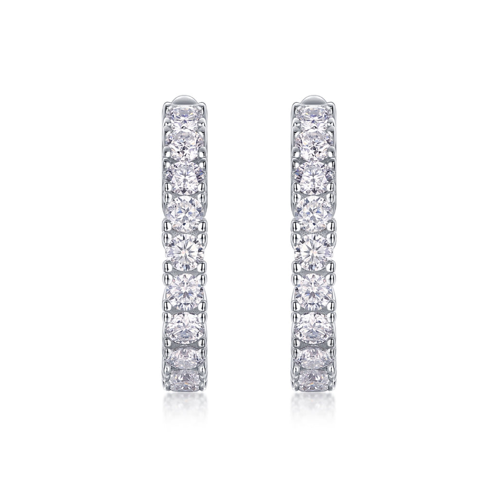 Wrap Moissanite Huggie Hoop Earrings in Sterling Silver