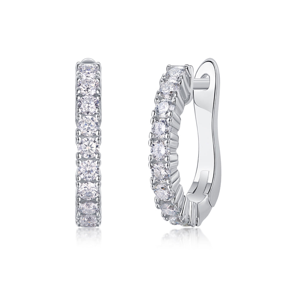 Wrap Moissanite Huggie Hoop Earrings in Sterling Silver