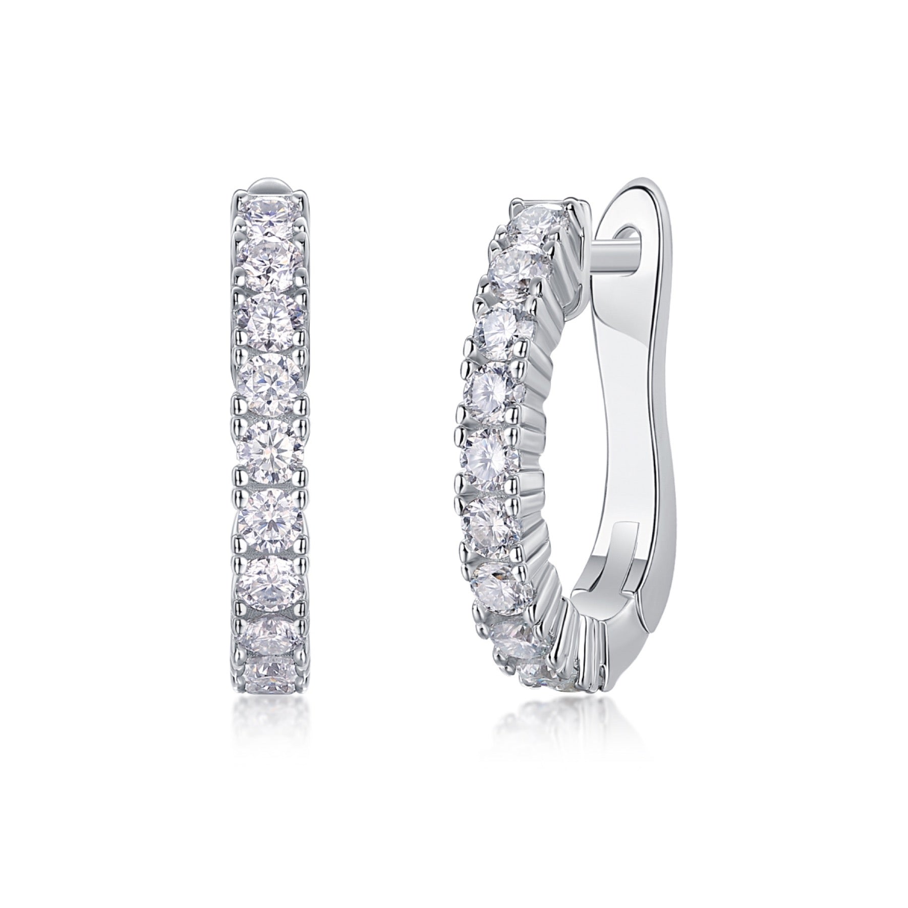 Wrap Moissanite Huggie Hoop Earrings in Sterling Silver