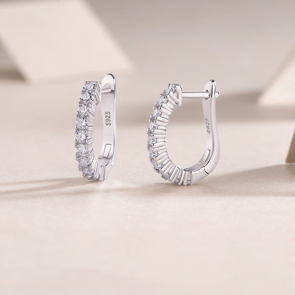Wrap Moissanite Huggie Hoop Earrings in Sterling Silver