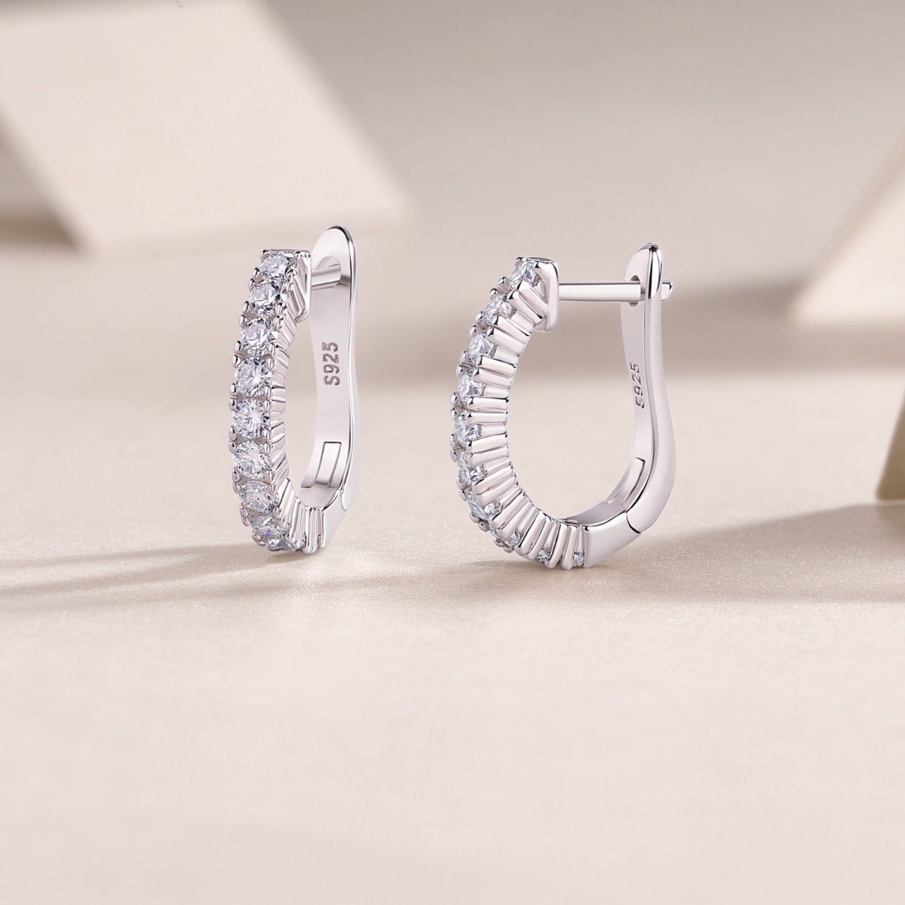 Wrap Moissanite Huggie Hoop Earrings in Sterling Silver