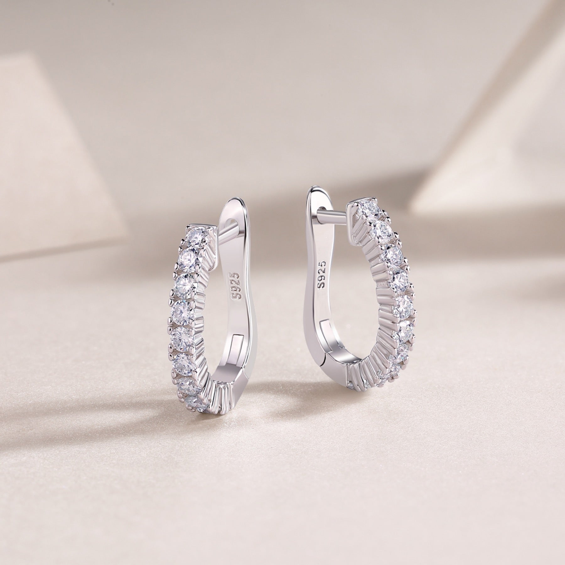 Wrap Moissanite Huggie Hoop Earrings in Sterling Silver