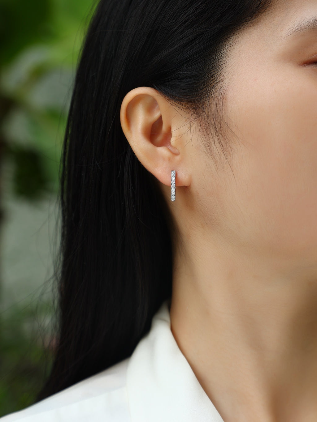 Wrap Moissanite Huggie Hoop Earrings in Sterling Silver