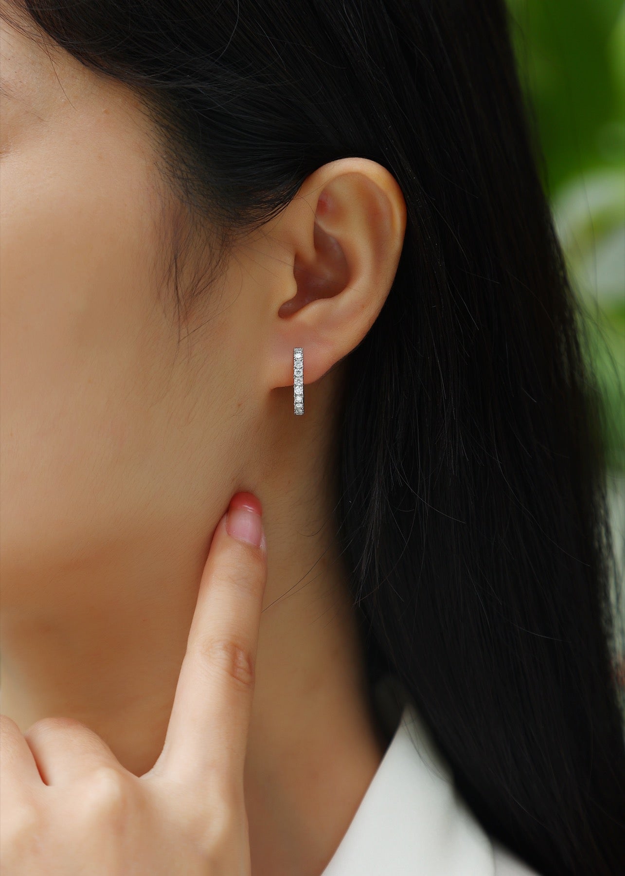 Wrap Moissanite Huggie Hoop Earrings in Sterling Silver