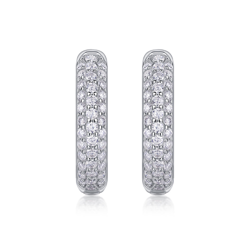Bold Moissanite Huggie Hoop Earrings in Sterling Silver