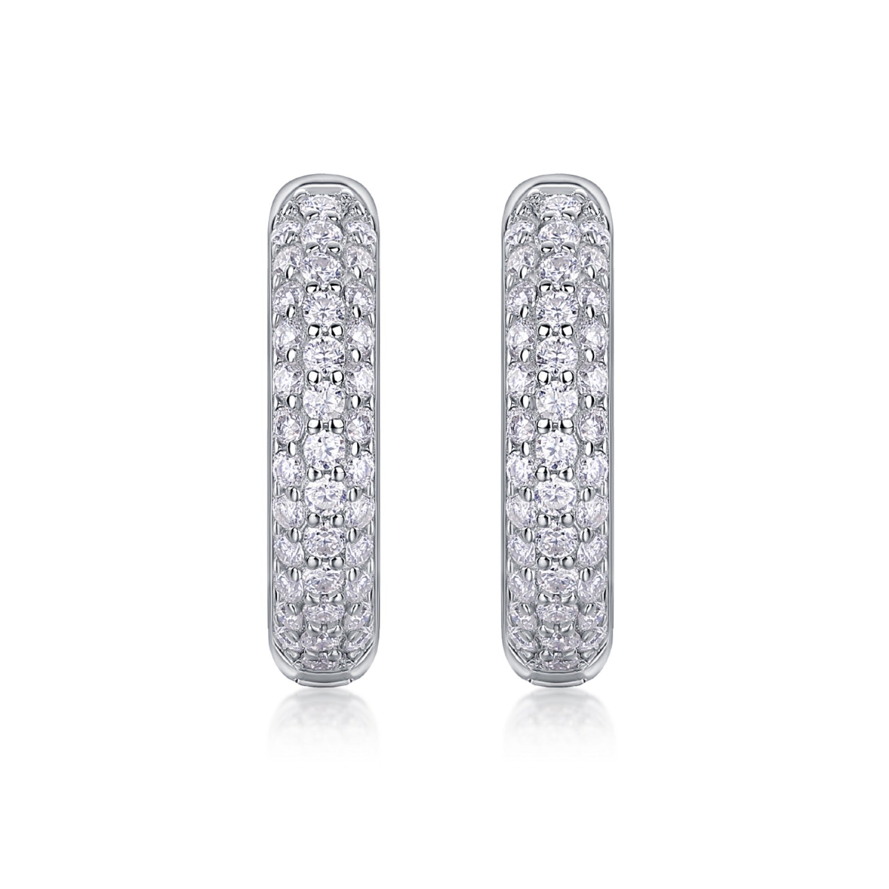 Bold Moissanite Huggie Hoop Earrings in Sterling Silver
