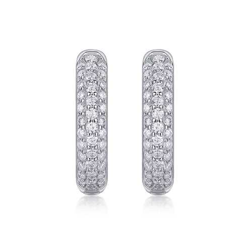 Bold Moissanite Huggie Hoop Earrings in Sterling Silver