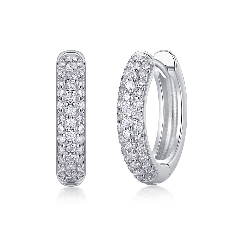 Bold Moissanite Huggie Hoop Earrings in Sterling Silver