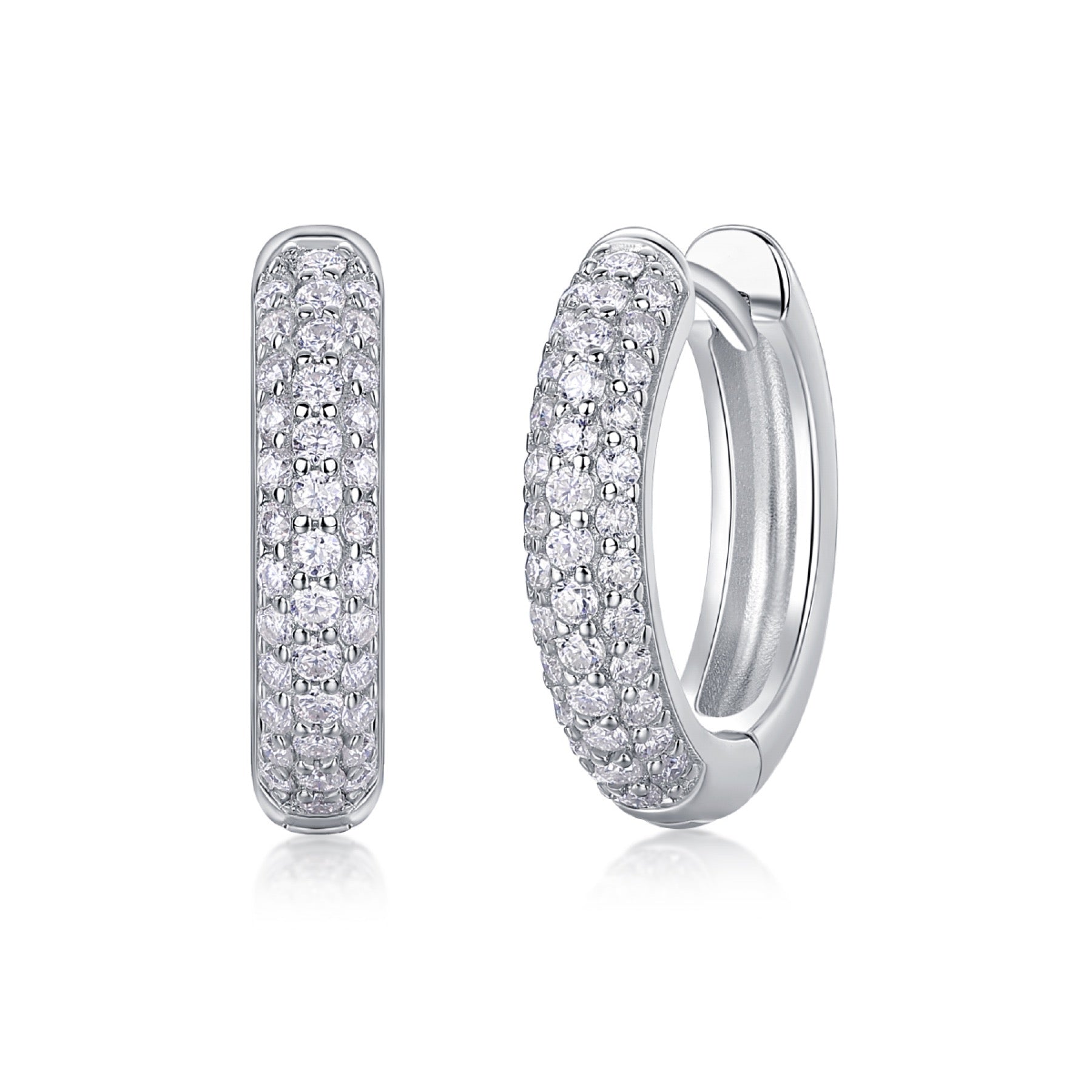 Bold Moissanite Huggie Hoop Earrings in Sterling Silver