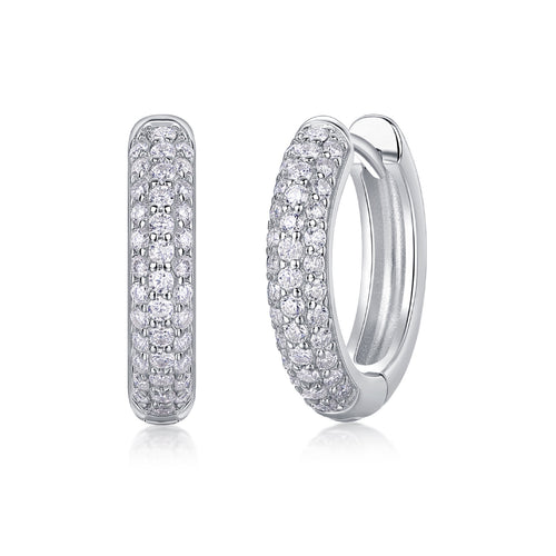 Bold Moissanite Huggie Hoop Earrings in Sterling Silver