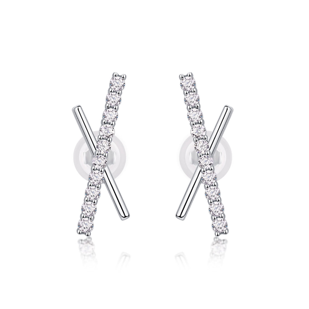 Kiss Moissanite X Stud Earrings in Sterling Silver