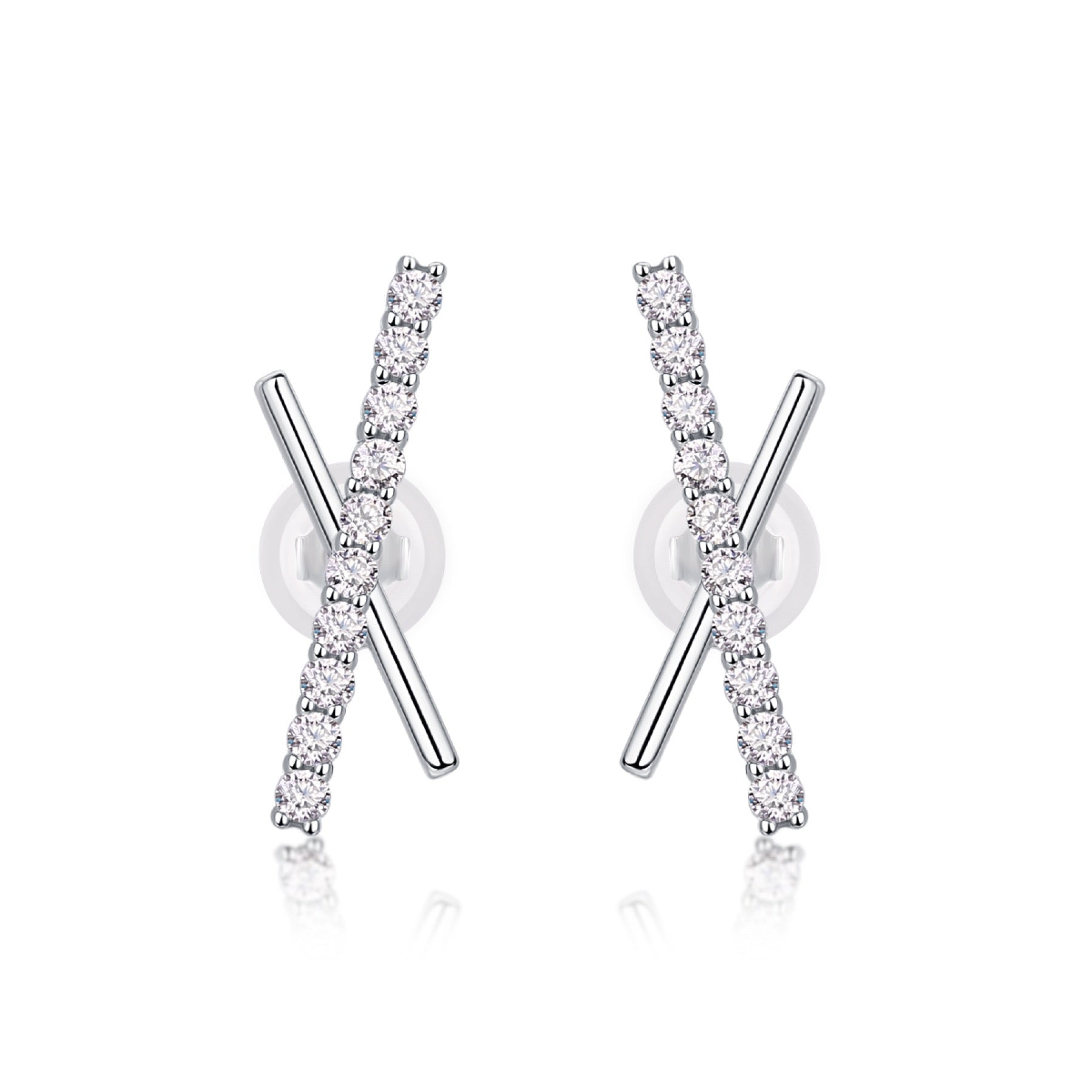 Kiss Moissanite X Stud Earrings in Sterling Silver