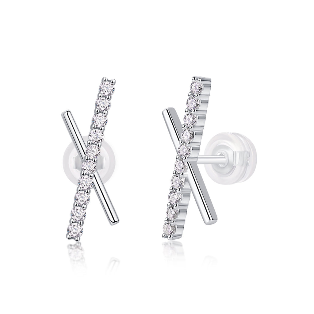 Kiss Moissanite X Stud Earrings in Sterling Silver