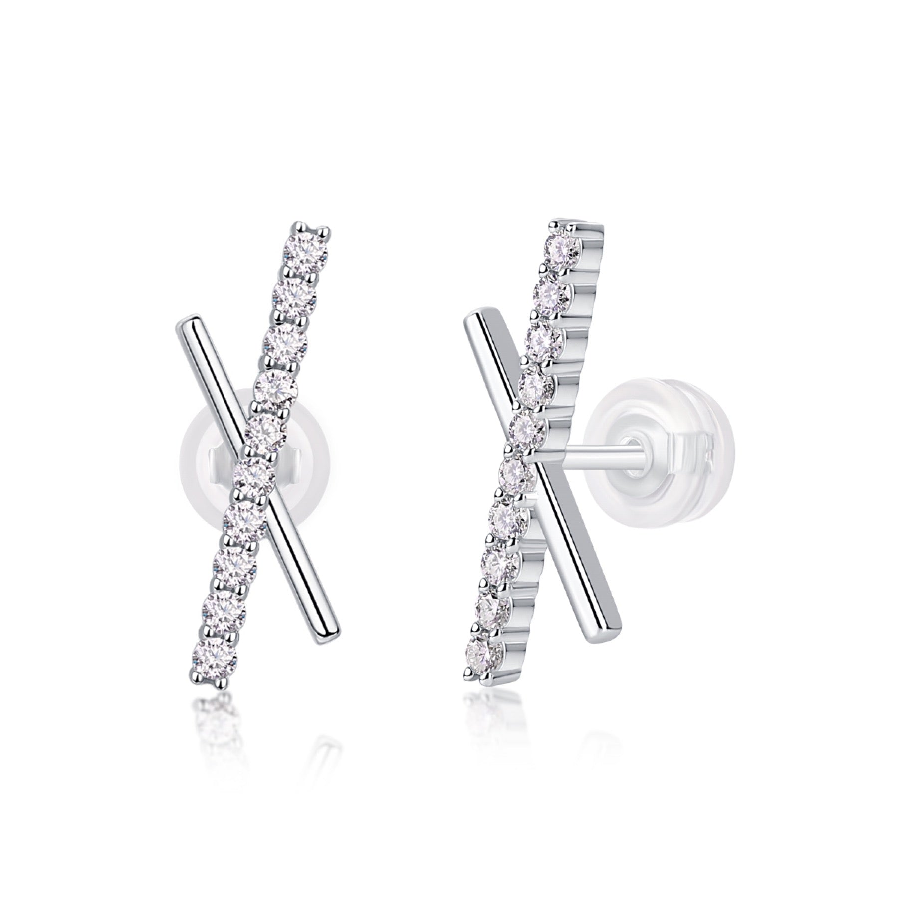 Kiss Moissanite X Stud Earrings in Sterling Silver
