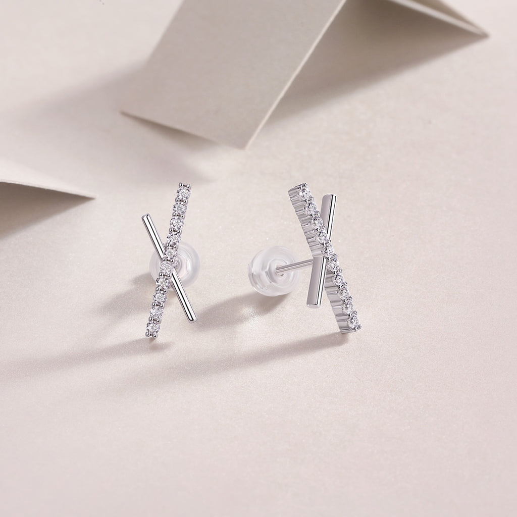 Kiss Moissanite X Stud Earrings in Sterling Silver
