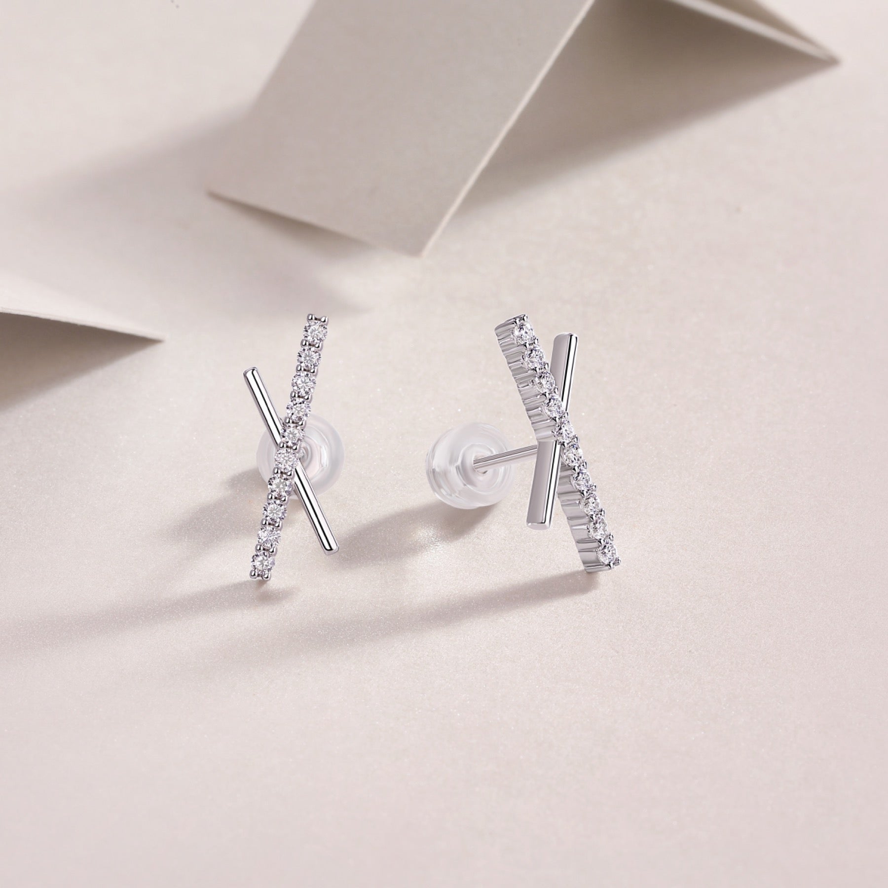 Kiss Moissanite X Stud Earrings in Sterling Silver