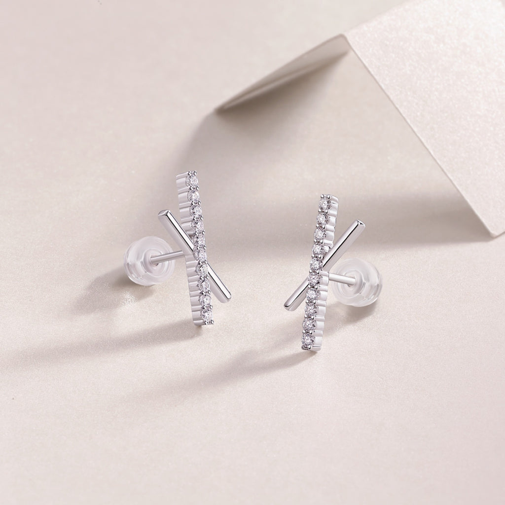 Kiss Moissanite X Stud Earrings in Sterling Silver