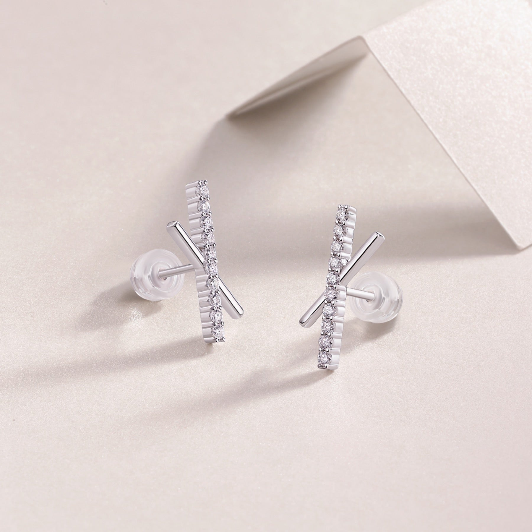 Kiss Moissanite X Stud Earrings in Sterling Silver