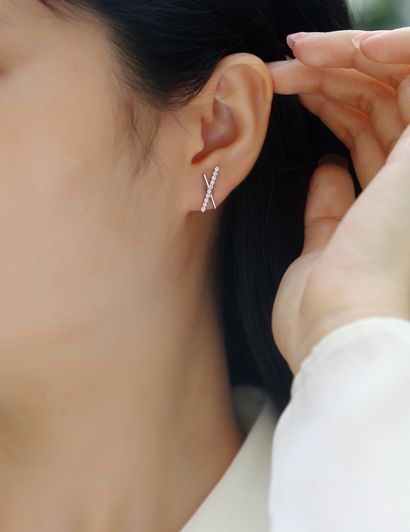 Kiss Moissanite X Stud Earrings in Sterling Silver