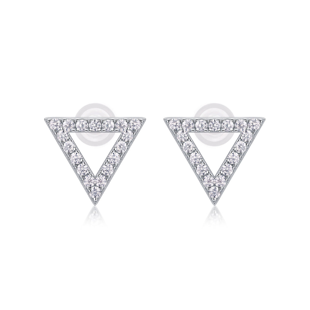 Apex Moissanite Triangle Stud Earrings in Sterling Silver