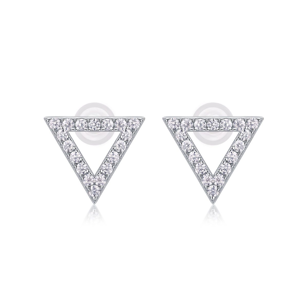 Apex Moissanite Triangle Stud Earrings in Sterling Silver