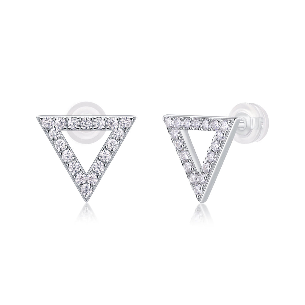 Apex Moissanite Triangle Stud Earrings in Sterling Silver