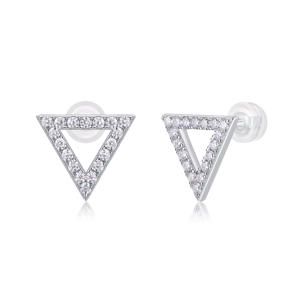 Apex Moissanite Triangle Stud Earrings in Sterling Silver