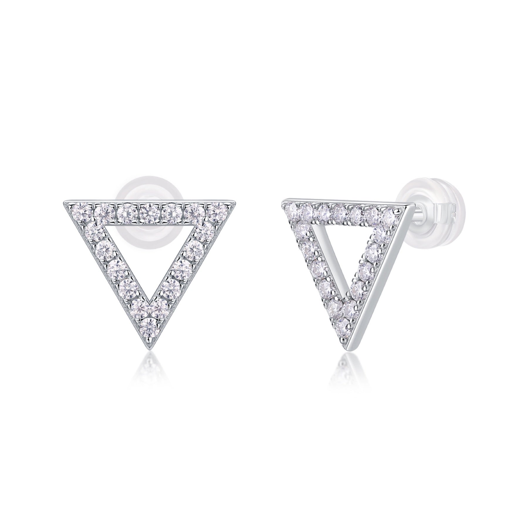 Apex Moissanite Triangle Stud Earrings in Sterling Silver