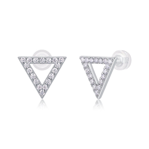 Apex Moissanite Triangle Stud Earrings in Sterling Silver